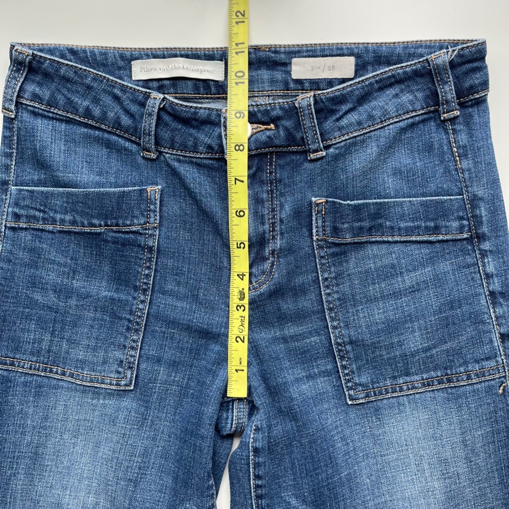 Pilcro & the Letterpress Mid Rise Wide Leg Crop Denim Jeans Raw Hem Womens 28 - Picture 9 of 14